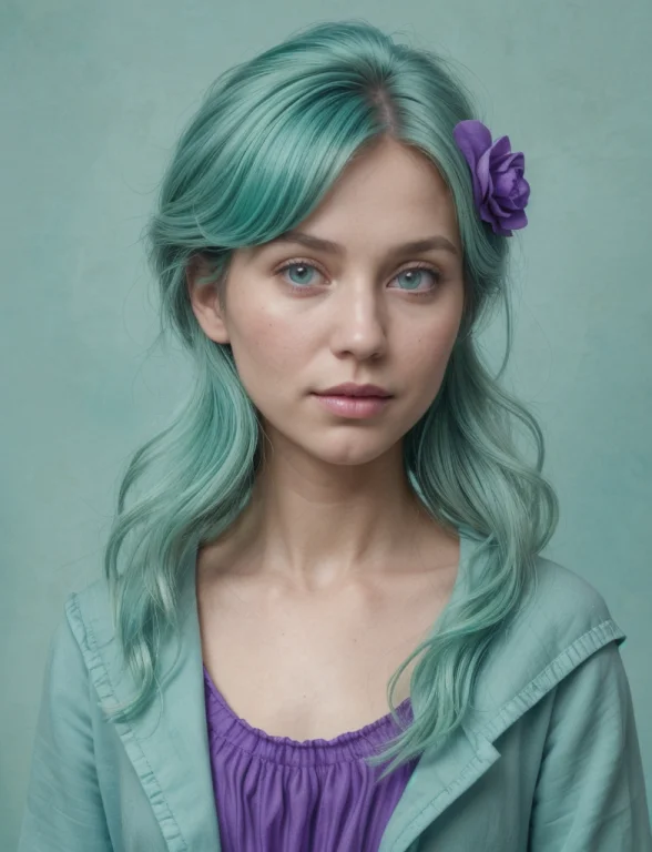 Granny-turquoise-green, Pine-turquoise-green And Lilac-viole...