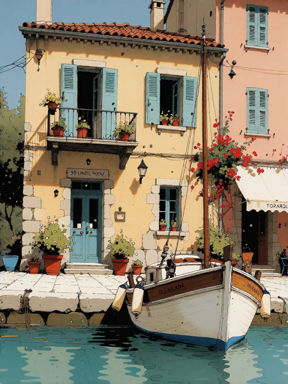 Bradhamel Art Style. A Vibrant Coastal Scene Rendered In Imp...