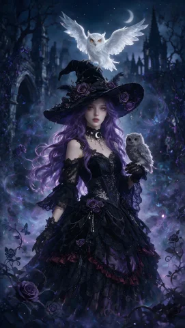 A Hyper-detailed Cinematic Portrait Of An Eerie Gothic Sorce... — Stable Diffusion AI Prompt: A hyper-detailed cinematic portrait of an eerie gothic sorceress, long flowing w...