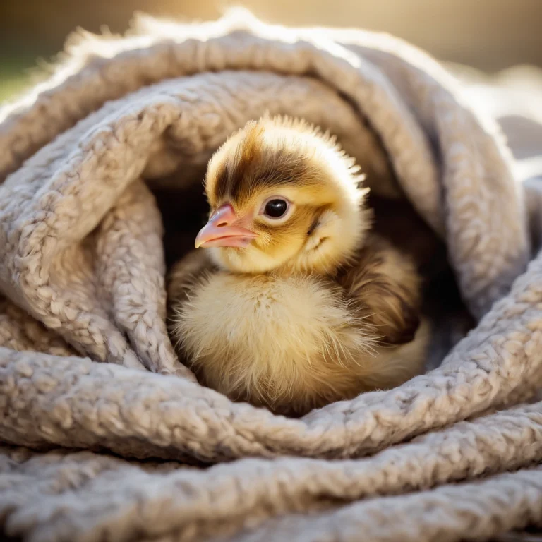 A Cute Baby Chicken Snuggles Up In A Blanket Of Short Fur. I...