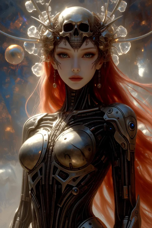 Woman Mid Shot In Biomechanical Cyberpunk Cybernetic Style C...