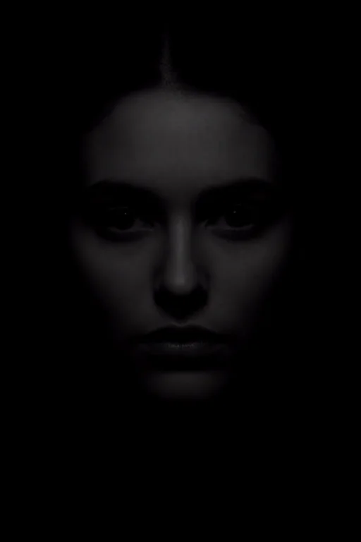 Pure Black Darkness. A Black Image. A Faint Shadowed Outline...