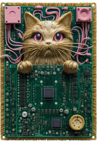 Pink Ghostly Cats Circuit Prompt — SDXL AI Prompt: score_9, score_8_up, score_7_up, score_6_up, score_5_up, score_4_up (electronic...