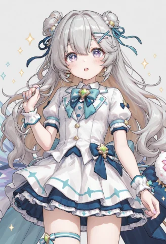 Irisawakening, 1girl, Solo, Puffy Short Sleeves, Cowboy Shot — Stable Diffusion AI Prompt: iris(awakening), 1girl, solo, puffy short sleeves, cowboy shot