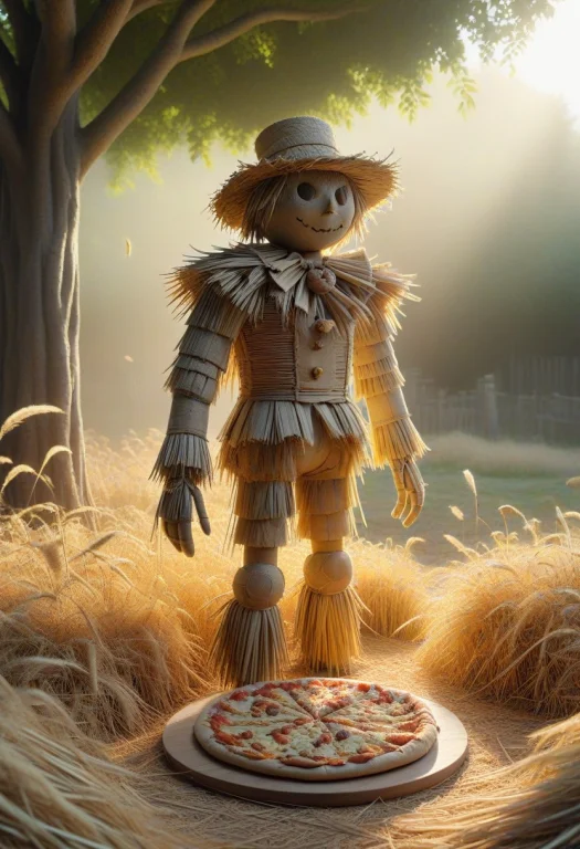 A Rustic Scarecrow, Meticulously Crafted From Dense, Woven G...