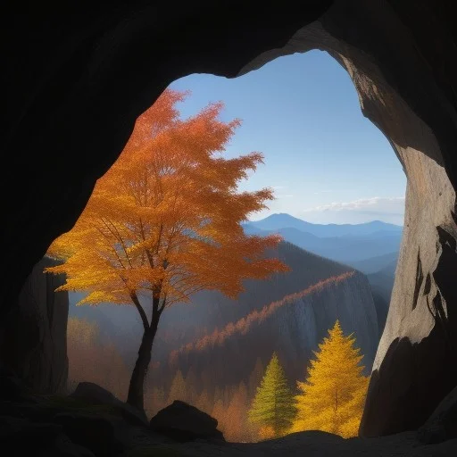 Maple, Mountain,tree,rock, Cave,