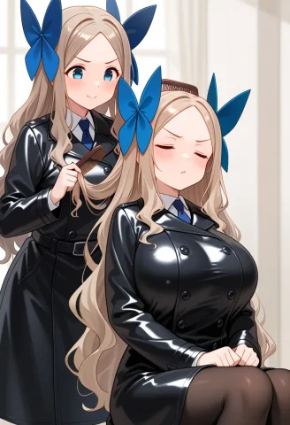 Stunning 2girls Masterpiece Prompt — Stable Diffusion AI Prompt: masterpiece, best quality, 2girls, ((holding comb, combing another's hair)), ((v...