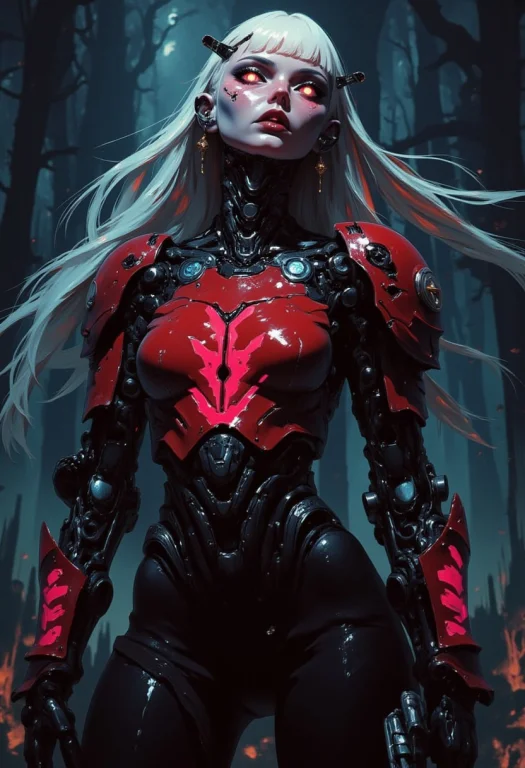 Silhouette Art, Animeanime Image Of A Robotic Cyberpunk Fema...