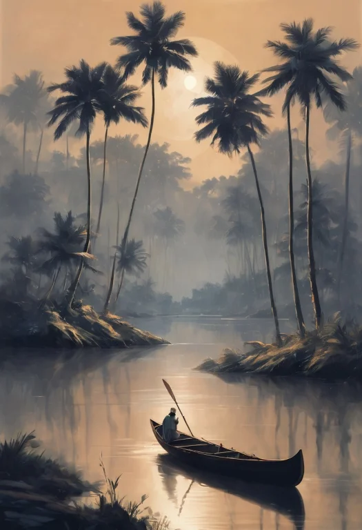 Paradise Of Kerala River Side By Night, Full Illuminating Mo...