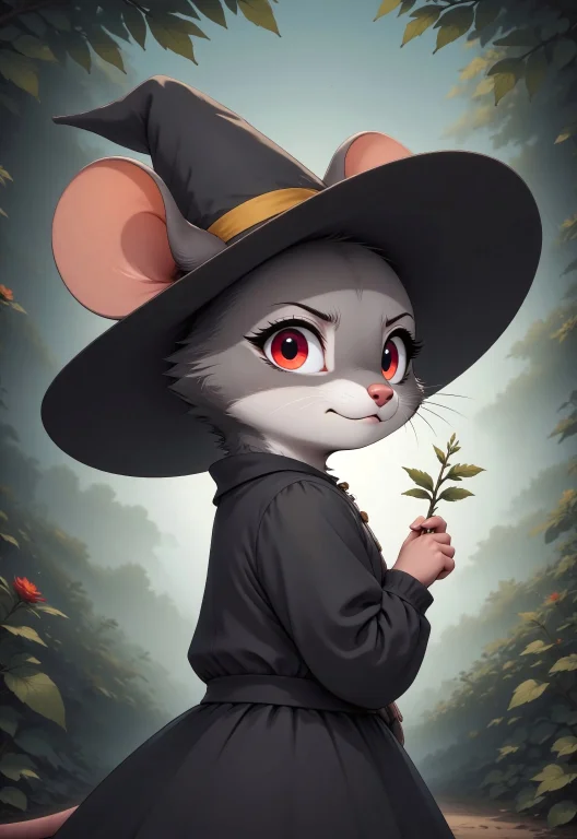 M0usefstyle. Cute Cartoon Female Mouse Is Looking At The Vie...