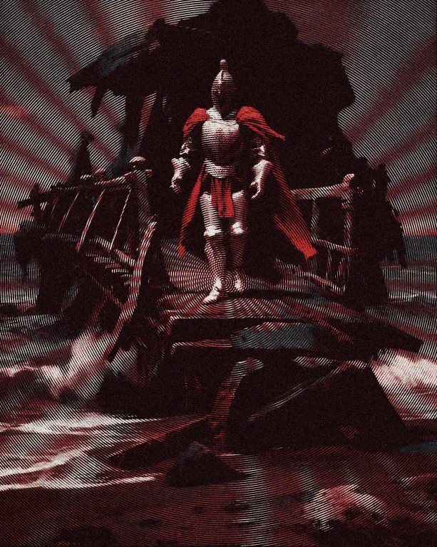 Pl31n41r A Single Armored Figure Stands On A Ruined Pier Tha...