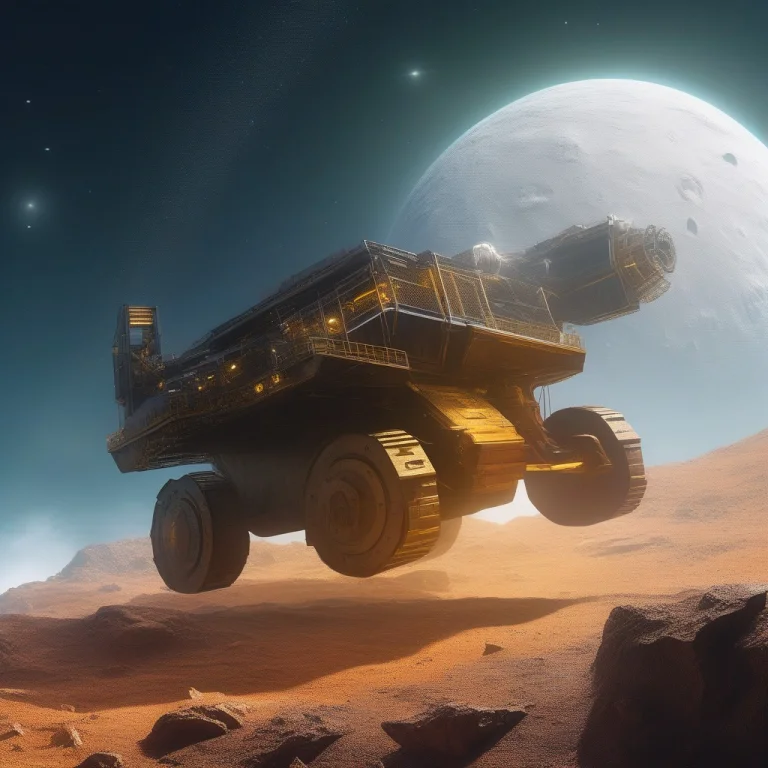 A Mining Rig Clinging To A Spinning Asteroid, Childrens Book...