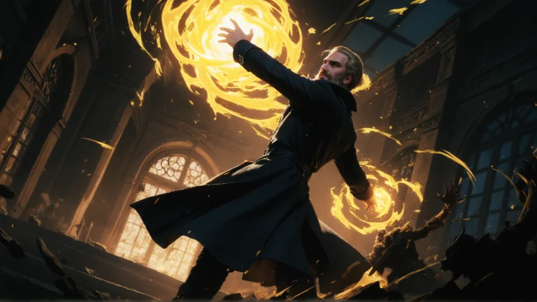 A Man Casting Magic In Trench Coat