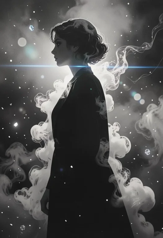 Ethereal Female Silhouette, Formed From Swirling Translucent...