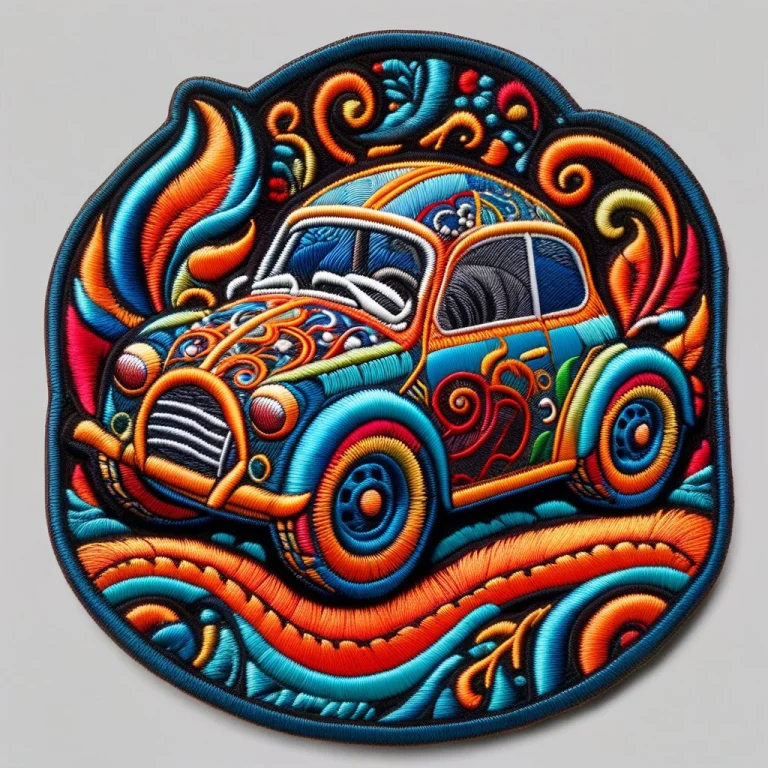 Embroidered Patch Style, A Snail Racing Car With Flames, Sti...