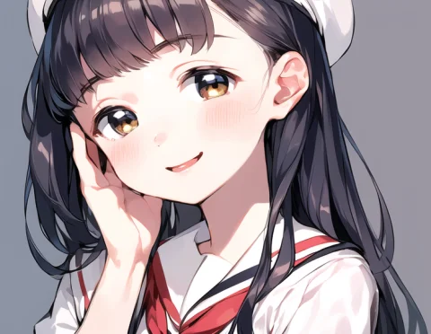 Tomoyo School Uniform Smile Prompt — Stable Diffusion AI Prompt: masterpiece,best quality,1girl,tomoyo:1.3,school uniform,detailed face,white hea...
