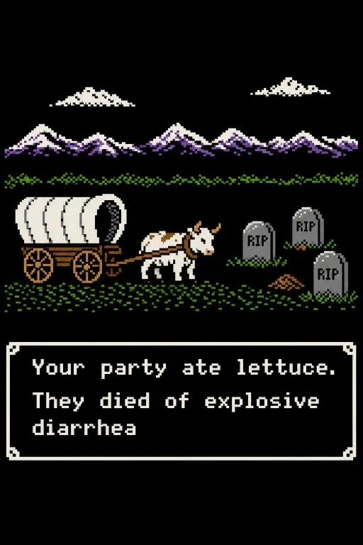 Draw For Me A Funny Retro Game Image. Oregon Trail Art Style...