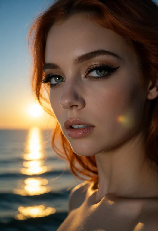 Portrait Of A Womans Face With Piercing Eyes With Dramatic W...