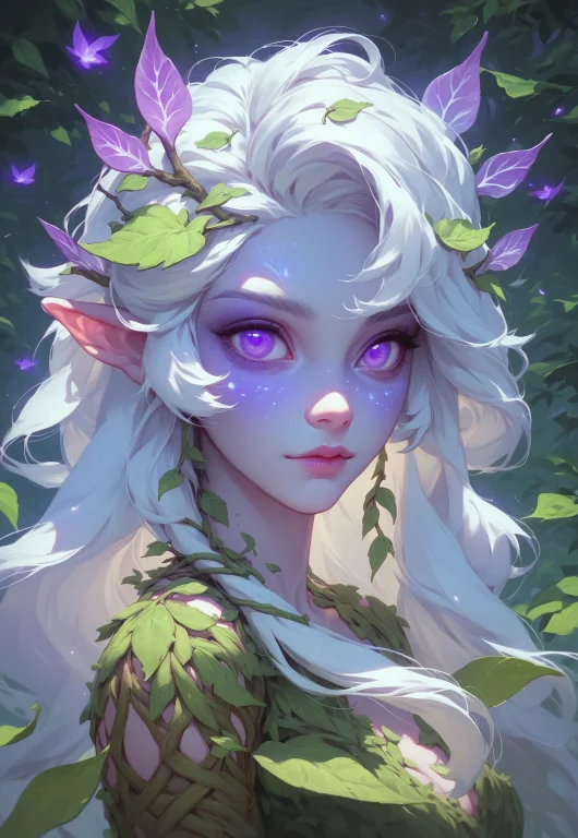 Score9,score8up,score7up, 1girl, Dryad, , Leaf Hair, White H...