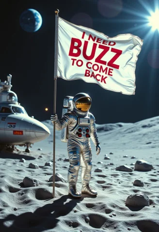 A Lone Astronaut Is Wearing A Reflective Space Suit, On The... — FLUX AI Prompt: A lone astronaut is wearing a reflective space suit, on the Moon. he's holding a...