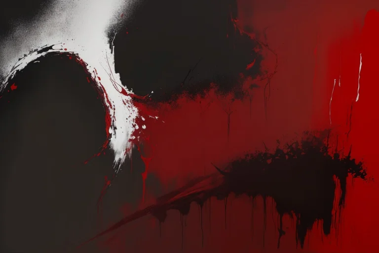 Abstract Painting. Deep Red And Black Brushstrokes