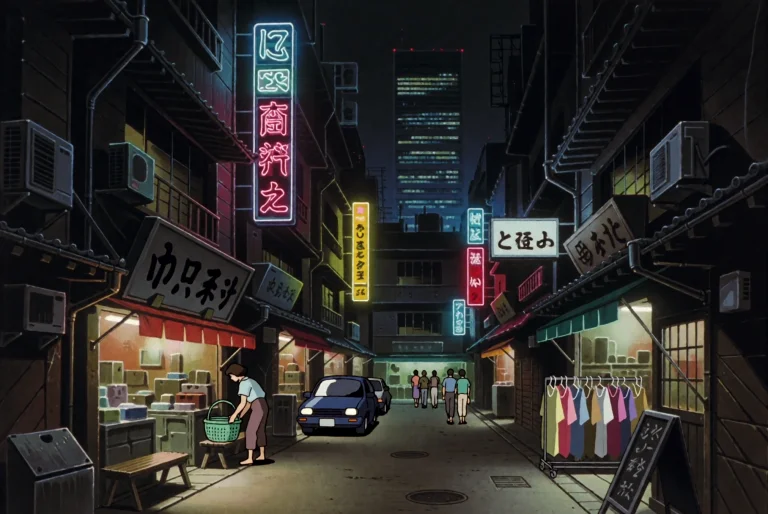 This Is A Detailed, Digital Anime Illustration Of A Nighttim...