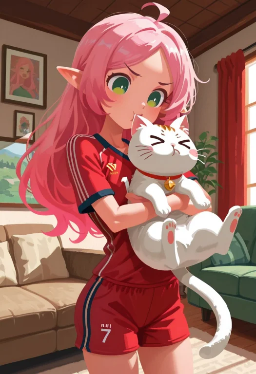 Solo, Living Room, Holding Cat, O3o, , Happy, Elf Girl, Skin...