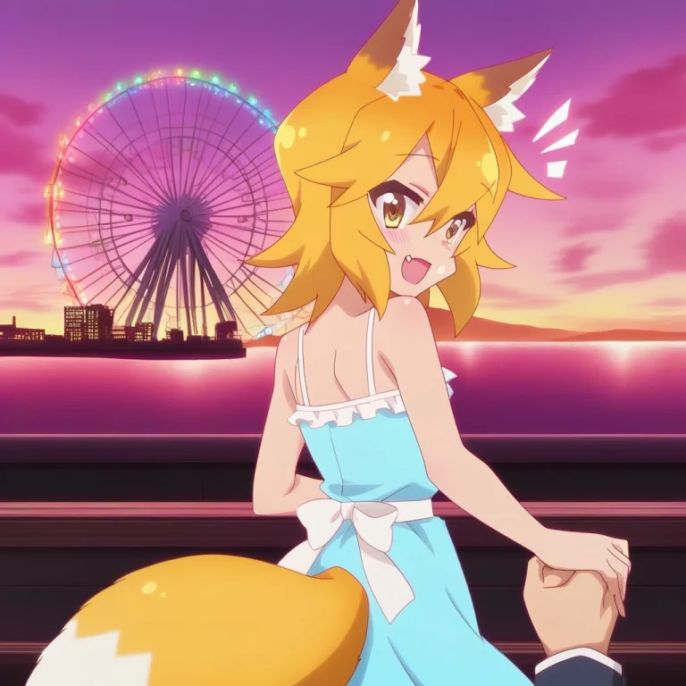 Senkosan, Blue Sundress, Spaghetti Straps, White Sash, Flutt...