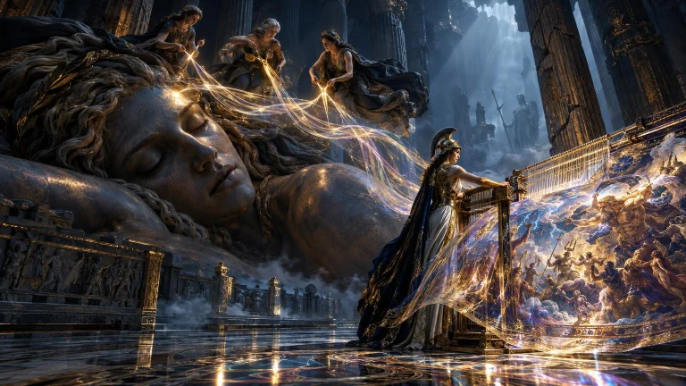 Cinematic, Hyper-detailed Mythic Masterpiece. Inside A Colos...