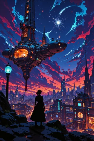 A Cyberpunk Space Colony Beautiful Landscape, Dusk, Woman, V... — Stable Diffusion AI Prompt: a cyberpunk space colony beautiful landscape, dusk, woman, very intricate, very...