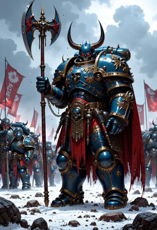 Viking Warrior Wearing Nightl40k Power Armor, And Holding An...