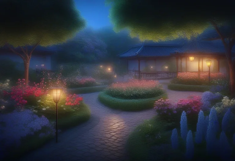 A Garden Where Flowers Bloom Into Small Flames, Matte Painti...
