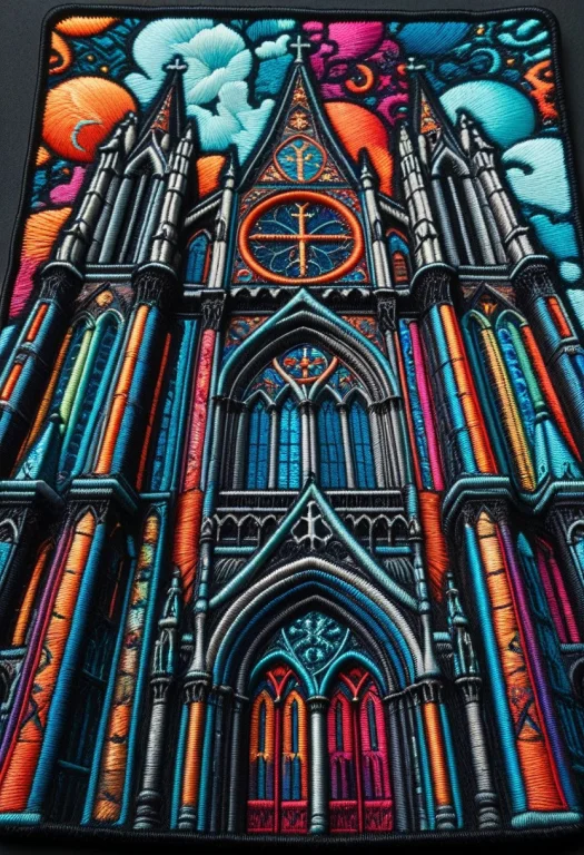 Ral-embroideredpatch Low Angle Shot Of An Imposing Gothic Ca...