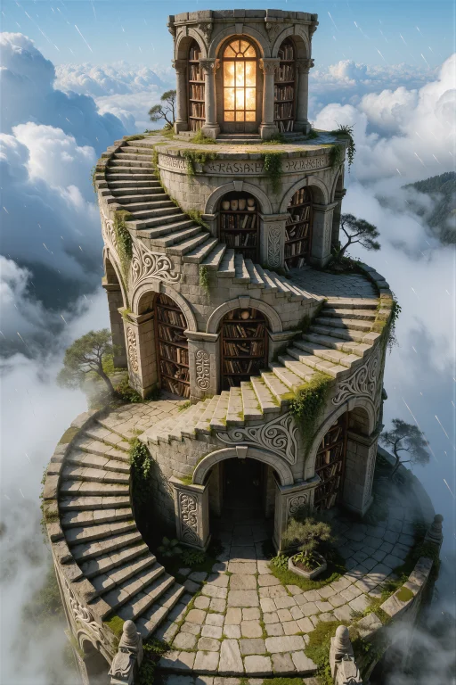 Supergroundview, A Towering Ancient Library-temple Rises Thr...