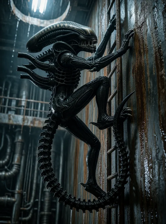 Catusmorph, Xenomorph, Alien, A Xenomorph Is Captured Mid-cl...