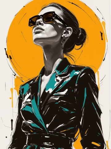 Mad-mdrnmnmlsm Painting Of A Cyberpunk Woman Wearing A Futur... — Stable Diffusion AI Prompt: mad-mdrnmnmlsm painting of a cyberpunk woman wearing a futuristic kimono in fron...