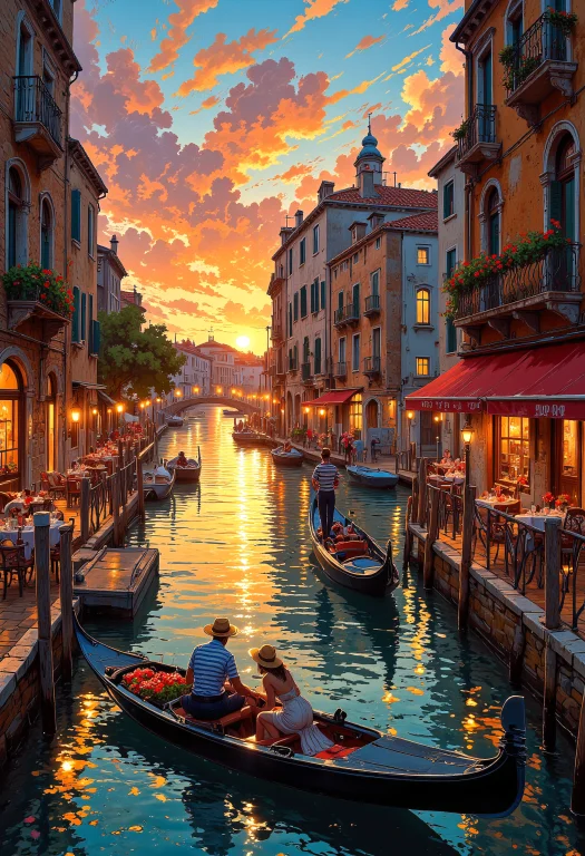 As The Sun Sets Over Venices Grand Canal, The Golden Light R...