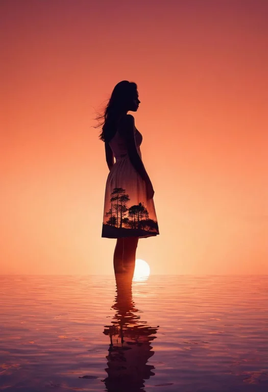 Highly Conceptual Digital Art, Beautiful Double Exposure, Co...