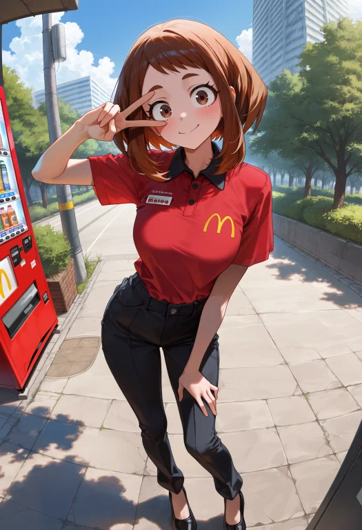 Masterpiece, Best Quality, 1girl, Solo, Uraraka Ochako, Shor...