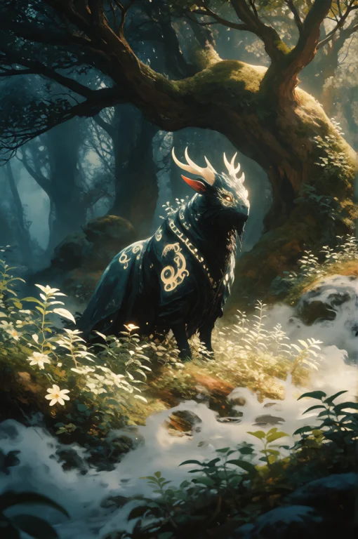 Darkfantasy, Digital Painting, Mysterious Forest Guardian Cr...