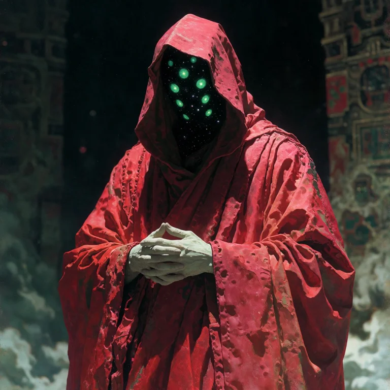 Dcdrkfntsy. Eye-level Medium Shot Of A Mysterious Robed Figu...