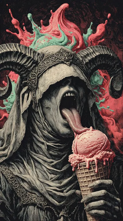 Cr00shatch, A Horned, Hooded Figure With A Wide-open Mouth A...
