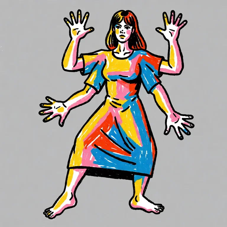 A Deformed Female Figure Standing With Bent Legs And Three A...
