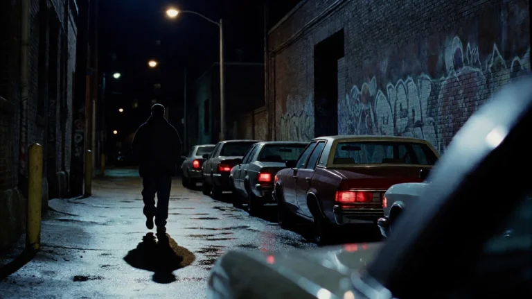 8ml2002, A Lone Figure Walks Away Down A Narrow, Wet Alleywa...