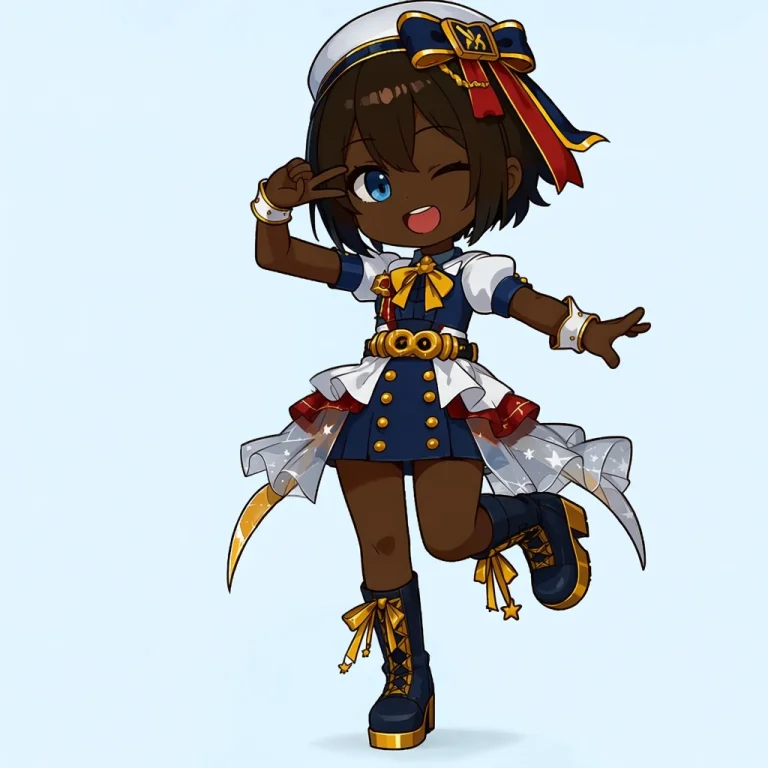 1girl, Solo, One Eye Closed, Dark-skinned Female, Blue Eyes,...