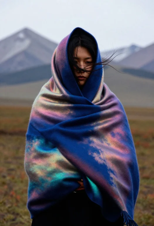 A Nomad Wrapped Against A Mountain Wind, Matte Painting, Iri...