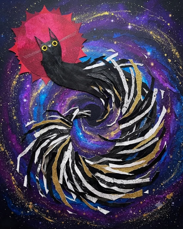 A Complex, Hand-crafted Mixed-media Paper Cut-out And Collag...