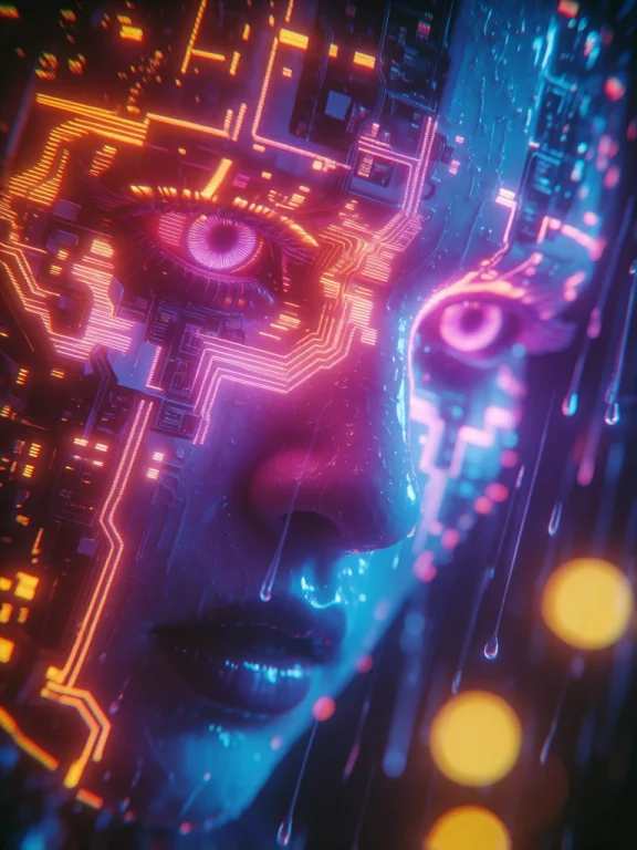This Is A Digital Artwork Depicting A Close-up, Abstract, Fu...