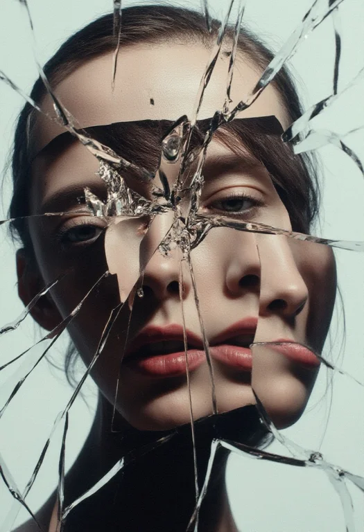 Experimental Portrait Photography Broken Mirror Portrait, He...