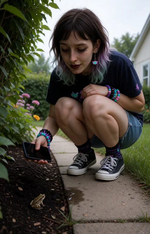 Nellyfraser, Crouching Beside A Garden Path After Spotting A...